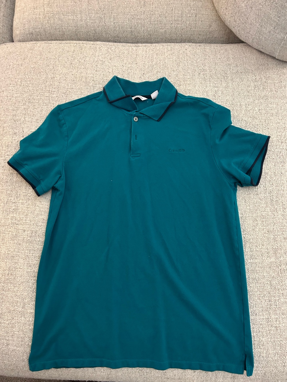 Calvin Klein Teal Polo with Contrast Trim